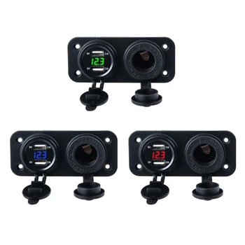 Car Motorcycle Dual USB Charger 12V/24V Cigarette Lighter Socket LED Voltmeter M2ED
Car Motorcycle Dual USB Charger 12V/24V Cigarette Lighter Socket LED Voltmeter M2ED