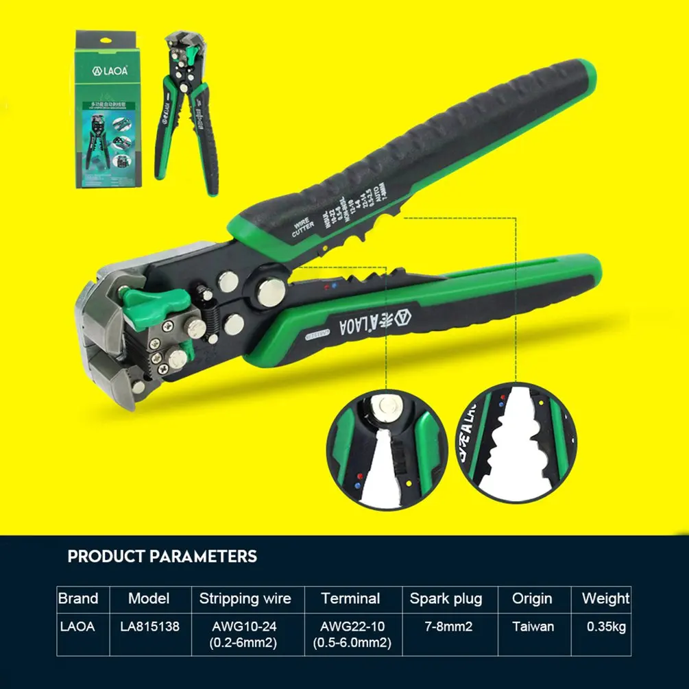 LAOA LA815138 Multifunctional Automatic Cable Wire Stripper Crimper Crimping Cutting Plier Stripping Terminal Hand Tool
LAOA LA815138 Multifunctional Automatic Cable Wire Stripper Crimper Crimping Cutting Plier Stripping Terminal Hand Tool
