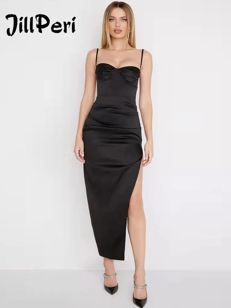 JillPeri Sexy Satin Draped Cupped Strap Side Slit Fashion Maxi Dresses For Women Party Bodycon Night Club Outfits Elegant Dress
JillPeri Sexy Satin Draped Cupped Strap Side Slit Fashion Maxi Dresses For Women Party Bodycon Night Club Outfits Elegant Dress