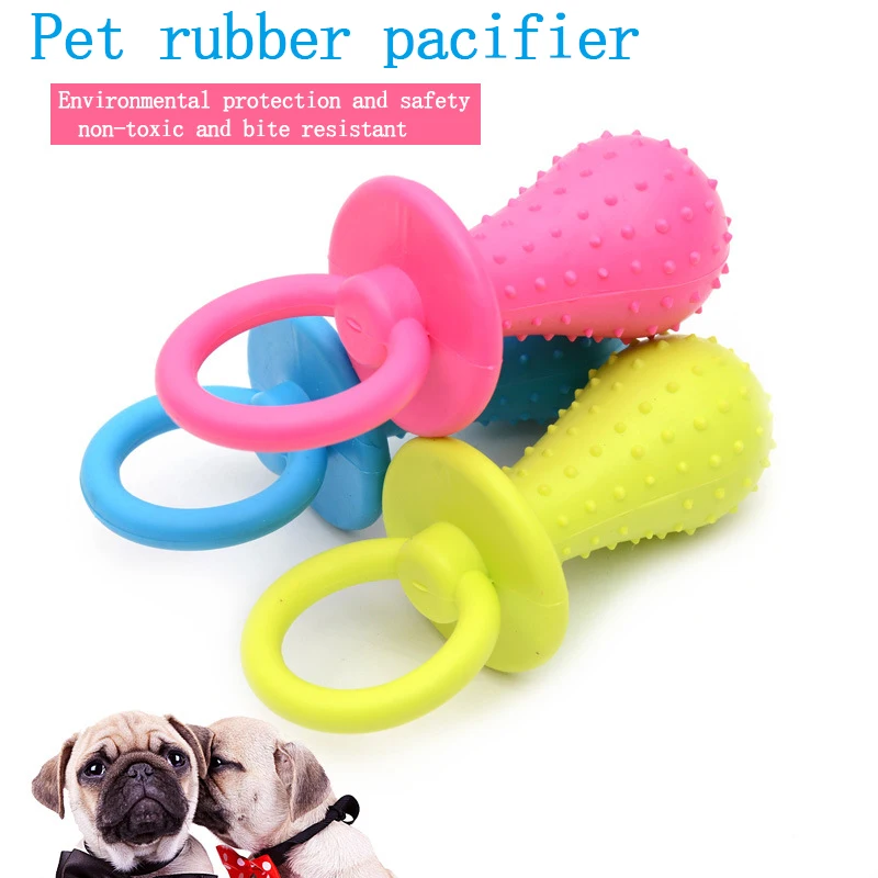 

Rubber Chew Toy for Dog - Nipple Shape Bite Resistant Teeth Cleaning Toys with Small Bell