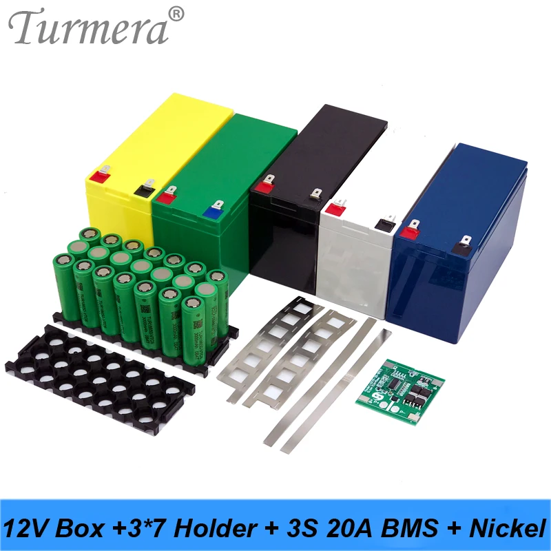 Футляр для аккумулятора Turmera 12 В 7 А · ч 20 3S 20A BMS 3x7 18650 держатель со сварным никелем