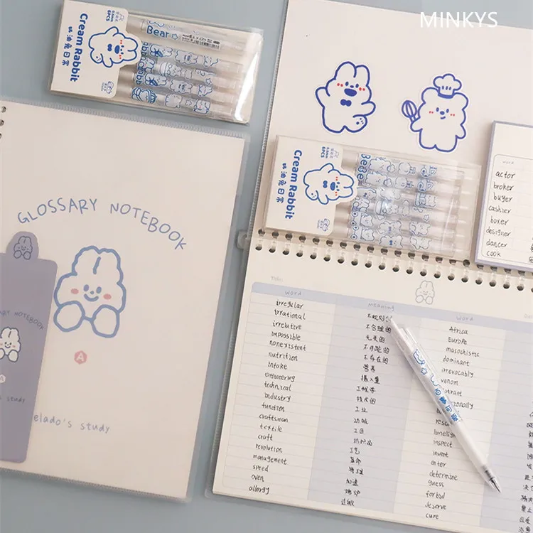 MINKYS New Kawaii Rabbit B5 Loose-leaf Refillable Vocabulary Word Book Foreign Languages Memory Study Notebook School Stationery
MINKYS New Kawaii Rabbit B5 Loose-leaf Refillable Vocabulary Word Book Foreign Languages Memory Study Notebook School Stationery