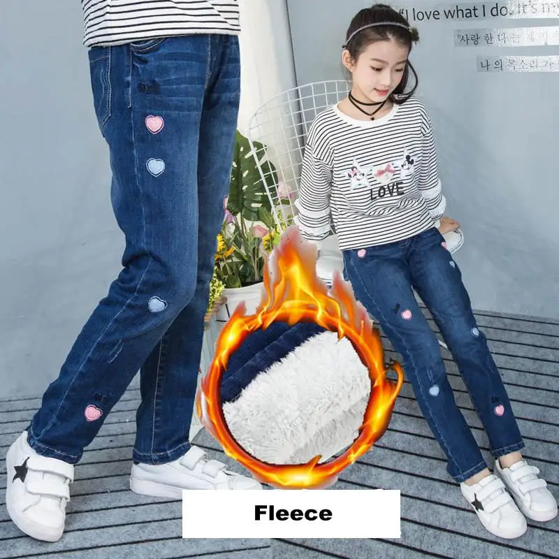 Winter 2019 Fleece Jeans for Children Girls Casual Teenage Thicken Warm Embroidered Trousers 3-12 Years Washing Blue Baby Jeans 
Winter 2019 Fleece Jeans for Children Girls Casual Teenage Thicken Warm Embroidered Trousers 3-12 Years Washing Blue Baby Jeans