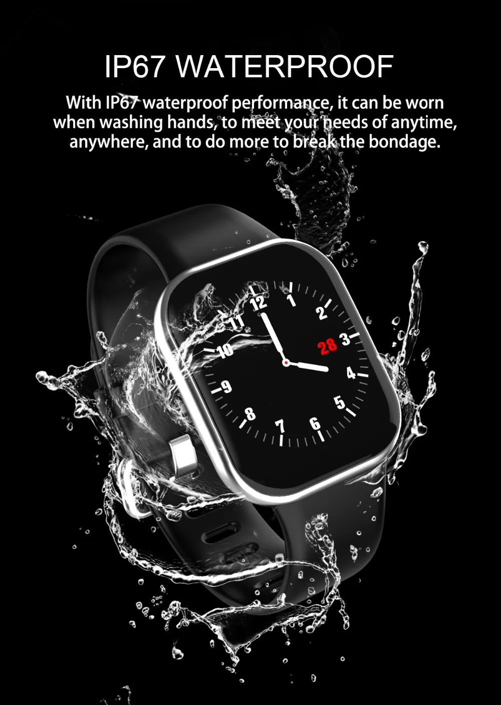 X16 Smart watch Full Screen Touch Waterproof Smartwatch Bluetooth sport Fitness Tracker Women Clock Men watch For IOS Android Phone (4)