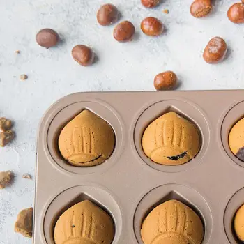 12-cavity Non-stick Chestnut-shaped Baking Pan Dessert Muffin Cake Pan For Oven Baking Baking Mold Kitchen Supplies
12-cavity Non-stick Chestnut-shaped Baking Pan Dessert Muffin Cake Pan For Oven Baking Baking Mold Kitchen Supplies