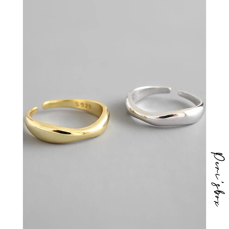 Фото Женское кольцо Peri'sBox из серебра 925 пробы регулируемое минималистичное Золотое