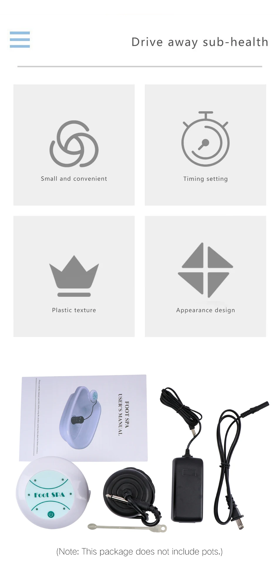 Generic Foot Spa Bath Massager Ionic Foot Detox Machine Complete