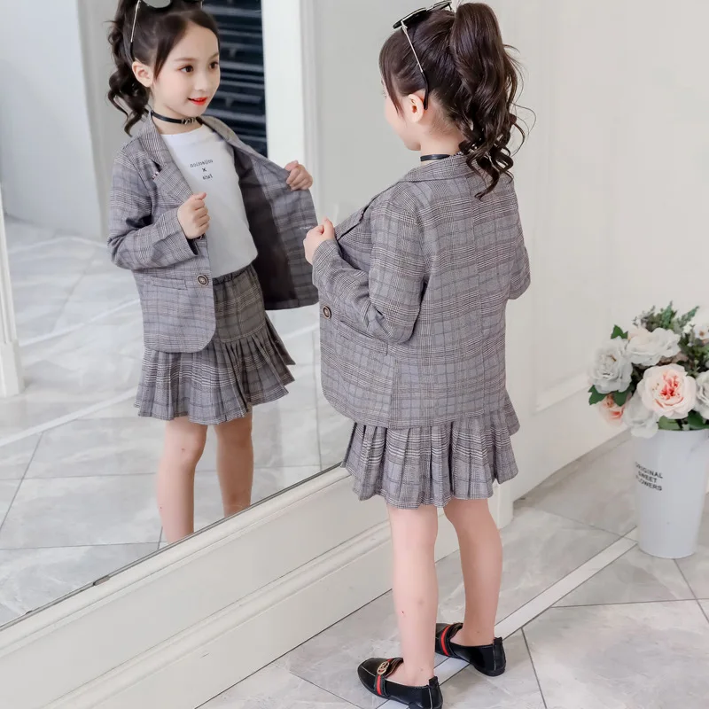 2020 New Style Western Style Children Shirt Set Girls Autumn Clothing Big Boy Children Plaid Suit Pleated Skirt Two-Piece Set Fa
2020 New Style Western Style Children Shirt Set Girls Autumn Clothing Big Boy Children Plaid Suit Pleated Skirt Two-Piece Set Fa