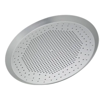 1Pc Durable Round Shaped Pizza Board Dishes Chopping Board Western Bread Steak Tray (Silver)
