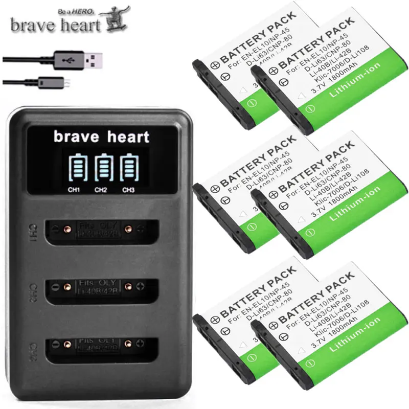 6x Li-40B LI-42B LI 40B 42B LI40B battery for FUJIFILM NP-45 NP 45 NP45 45A 45B 45S EN-EL10 | Электроника