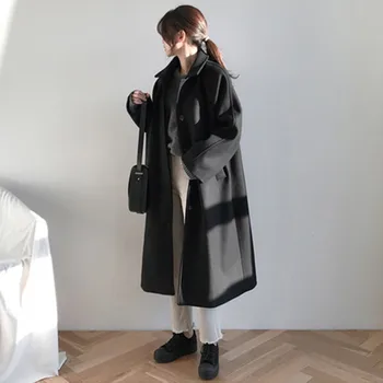 High Quality Outerwear 2019 Autumn Winter New Hepburn Woolen Coat Female Loose Woolen Jacket Single-Breasted Black Jacket CH761
High Quality Outerwear 2019 Autumn Winter New Hepburn Woolen Coat Female Loose Woolen Jacket Single-Breasted Black Jacket CH761