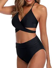 

The new split fashion neckpiece, necktie and hollow high waist Bikini swimsuit for women