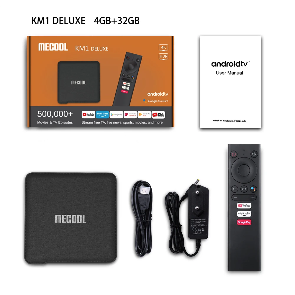 2020 Mecool KM1 ATV Google Certified Android 10 TV Box Amlogic S905X3 Smart Androidtv Prime Video 4K Dual Wifi 2T2R Set Top Box