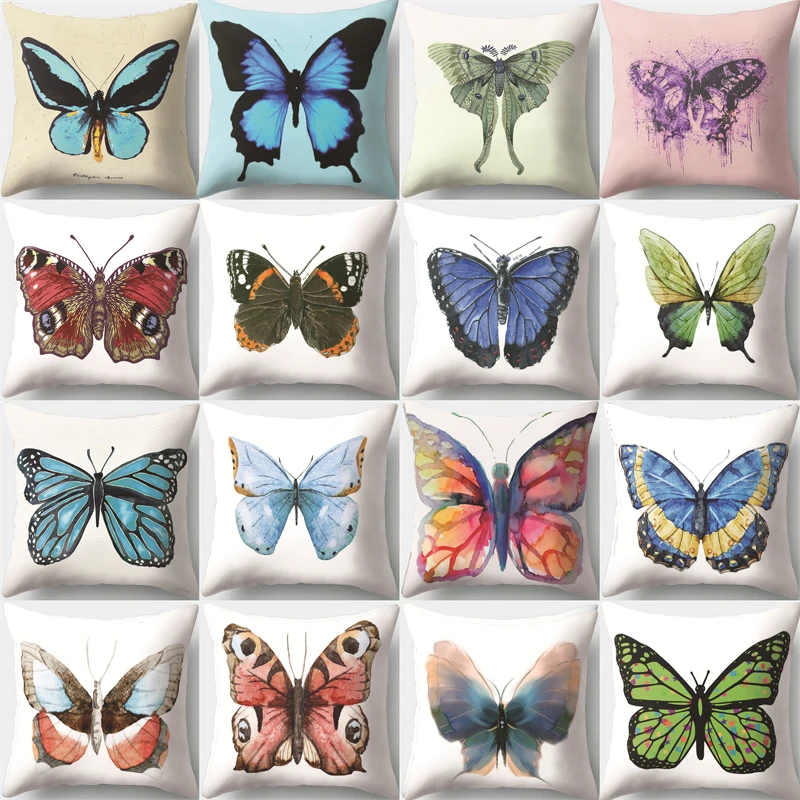 

Ins Style Colorful Butterfly Pillow Cover Polyester Cushion Pillowcase funda cojines 45x45cm Animal Sofa Living Room Home Decor