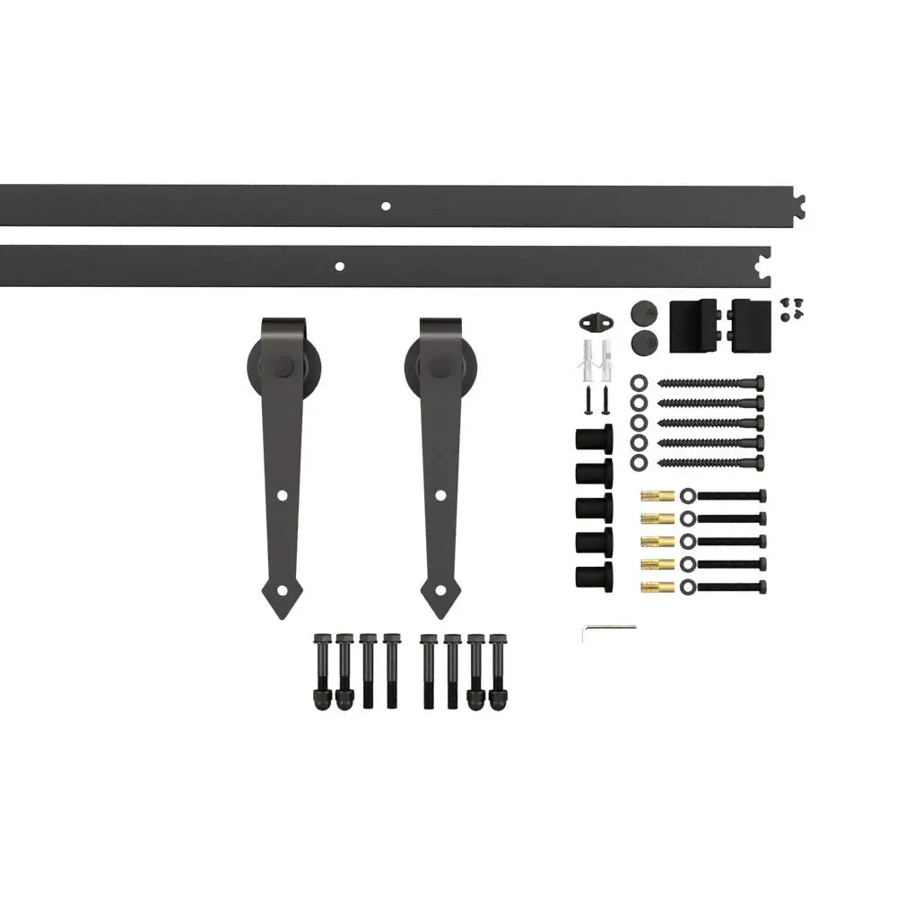 6.6ft Black Steel Strap Sliding Barn Door Track Kit 2x3.3ft Rails,Arrow Hanger Roller
6.6ft Black Steel Strap Sliding Barn Door Track Kit 2x3.3ft Rails,Arrow Hanger Roller