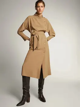 2020 Spring And Summer New Style European of Belt with Buckle Dress zaraing vadiming sheining Women female Khaki dress
2020 Spring And Summer New Style European of Belt with Buckle Dress zaraing vadiming sheining Women female Khaki dress
