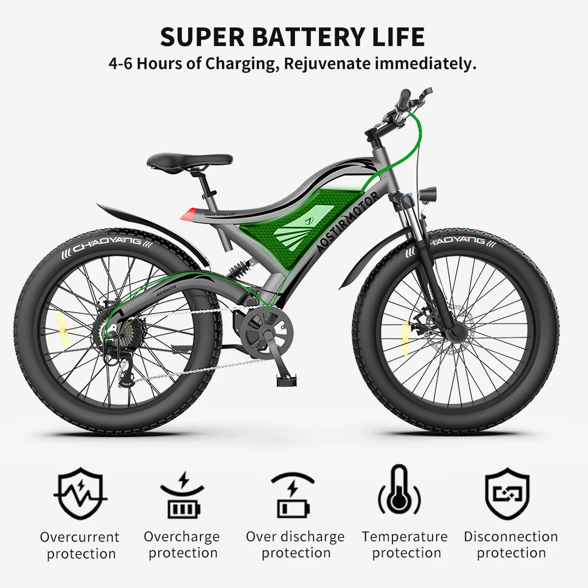 AOSTIRMOTOR Fat Tyre Electric Mountain Bike 48V AOSTIRMOTOR Fat Tyre Electric Mountain Bike 48V