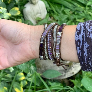 5 Layers Geometric Purple Hematite Wrap Bracelets for Women 2Row Faceted Crystal Metal Bead Chain Charm Bracelet Fashion Jewelry
5 Layers Geometric Purple Hematite Wrap Bracelets for Women 2Row Faceted Crystal Metal Bead Chain Charm Bracelet Fashion Jewelry