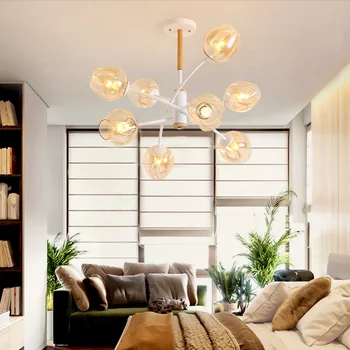 Modern LED chandeliers Oak glass ball hanging lights bedroom fixtures home deco illumination Nordic living room suspended lamps
Modern LED chandeliers Oak glass ball hanging lights bedroom fixtures home deco illumination Nordic living room suspended lamps