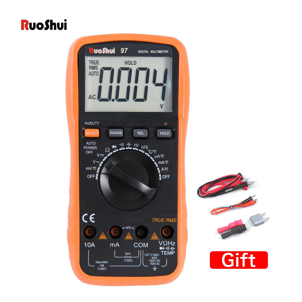 RuoShui 97 New Digital Multimeter Auto Range True RMS Max Display 3999 counts Anti-burnout Ammeter clear and big LCD Multimetro
RuoShui 97 New Digital Multimeter Auto Range True RMS Max Display 3999 counts Anti-burnout Ammeter clear and big LCD Multimetro