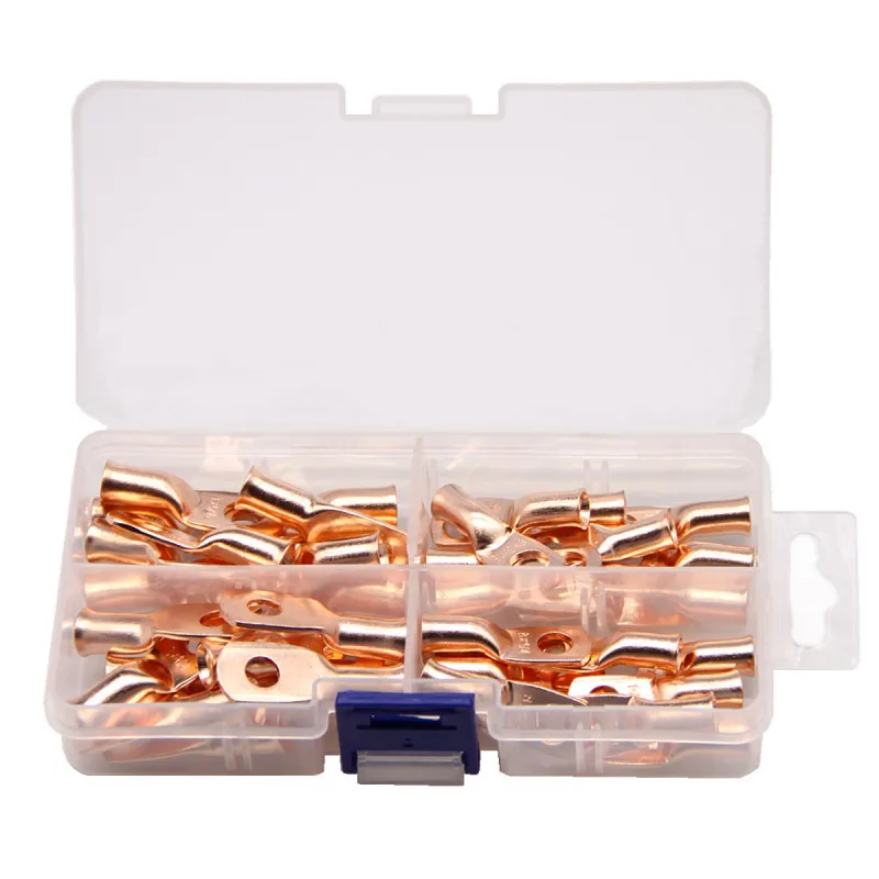 

40PCS US-Regulated AWG Copper Tube Terminal Cold-press Terminal Copper Nose Boxed Copper Wire Ears Cross-border Burst