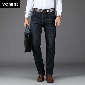 

VOMINT Brand Men Spring summer style Thin Denim Cotton Causal Pants Elastic Straight Long Pant Business jeans Puls Size 29-40