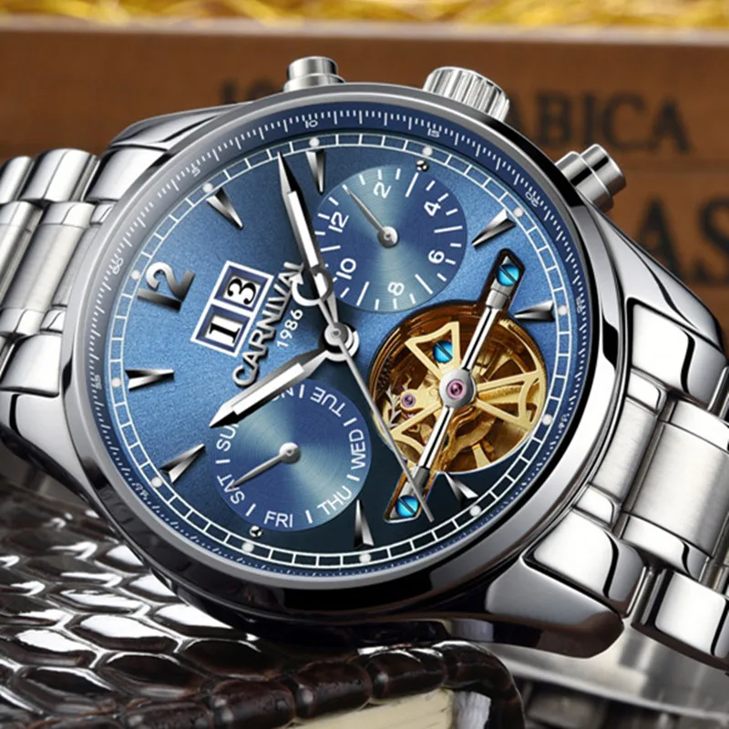 New CARNIVAL 8730 Mens Watches Top Brand Luxury Tourbillon Mechanical Watches Business Automatic Watch Men Clock reloj hombre
New CARNIVAL 8730 Mens Watches Top Brand Luxury Tourbillon Mechanical Watches Business Automatic Watch Men Clock reloj hombre