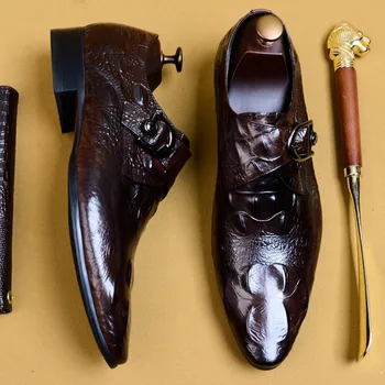 Italian Buckle Mens Dress Shoes Genuine Leather Fashion Crocodile Shoes Formal Business Wedding Office Monk Strap Shoe
Italian Buckle Mens Dress Shoes Genuine Leather Fashion Crocodile Shoes Formal Business Wedding Office Monk Strap Shoe