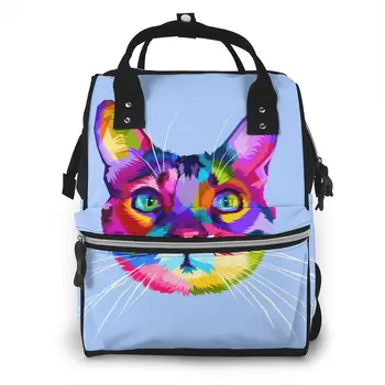 Colorful Cat Head Pop Art Nappy Backpack Mummy Bag Large Capacity Mom Baby Multi-function Waterproof Outdoor Travel Diaper Bags 
Colorful Cat Head Pop Art Nappy Backpack Mummy Bag Large Capacity Mom Baby Multi-function Waterproof Outdoor Travel Diaper Bags