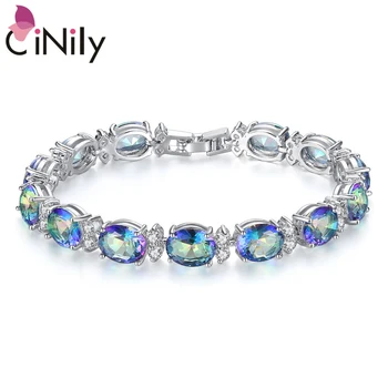 CiNily Rainbow Mystic Zirconia Chain Bracelet Silver Plated Big Oval Clear CZ Crystal Stone Strand Tennis Bangle Party Jewelry
CiNily Rainbow Mystic Zirconia Chain Bracelet Silver Plated Big Oval Clear CZ Crystal Stone Strand Tennis Bangle Party Jewelry