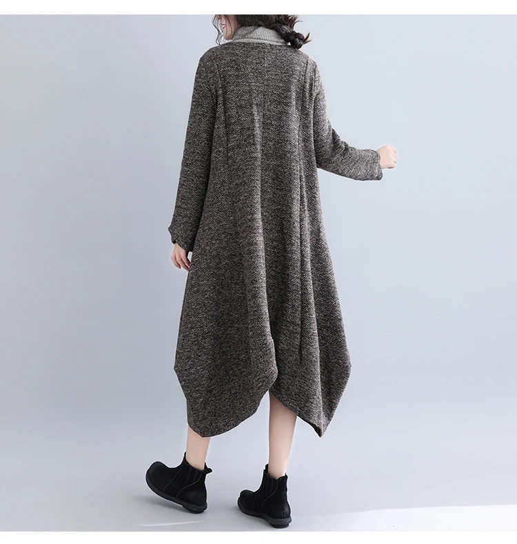 Autumn Winter Women Dress Plus Size Elegant Outwear Coat Long Maxi Dresses For Women Irregular Warm Coat Dress Vestidos 2019 6