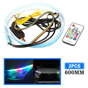 2x 60CM RGB Slim Sequential Flexible LED DRL Turn Signal Strip Remote Headlight LED Daytime Running Strip Light 12V Car
2x 60CM RGB Slim Sequential Flexible LED DRL Turn Signal Strip Remote Headlight LED Daytime Running Strip Light 12V Car