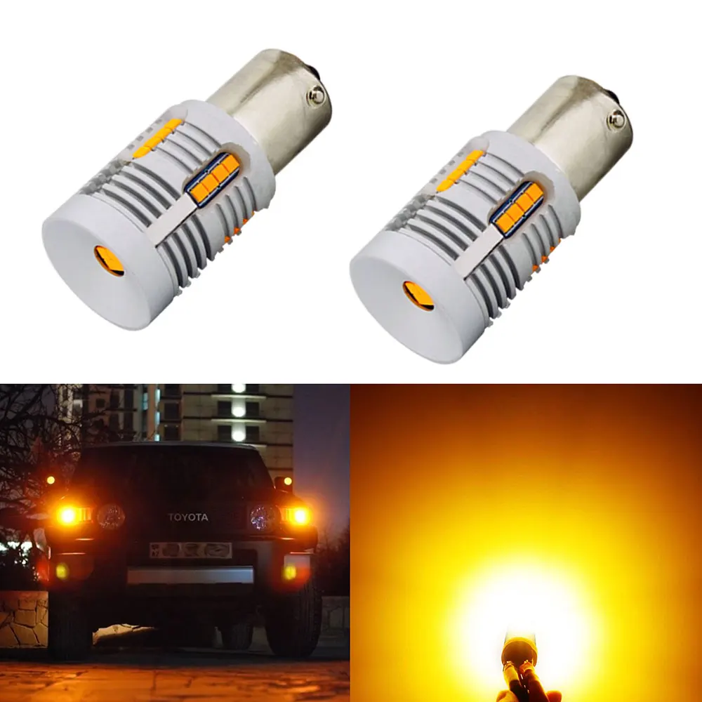 

VANSSI BAU15S LED No Hyper Flash Amber Yellow 24-SMD 2020 LED 7507 PY21W LED Bulbs For Turn Signal Lights,Canbus Error Free