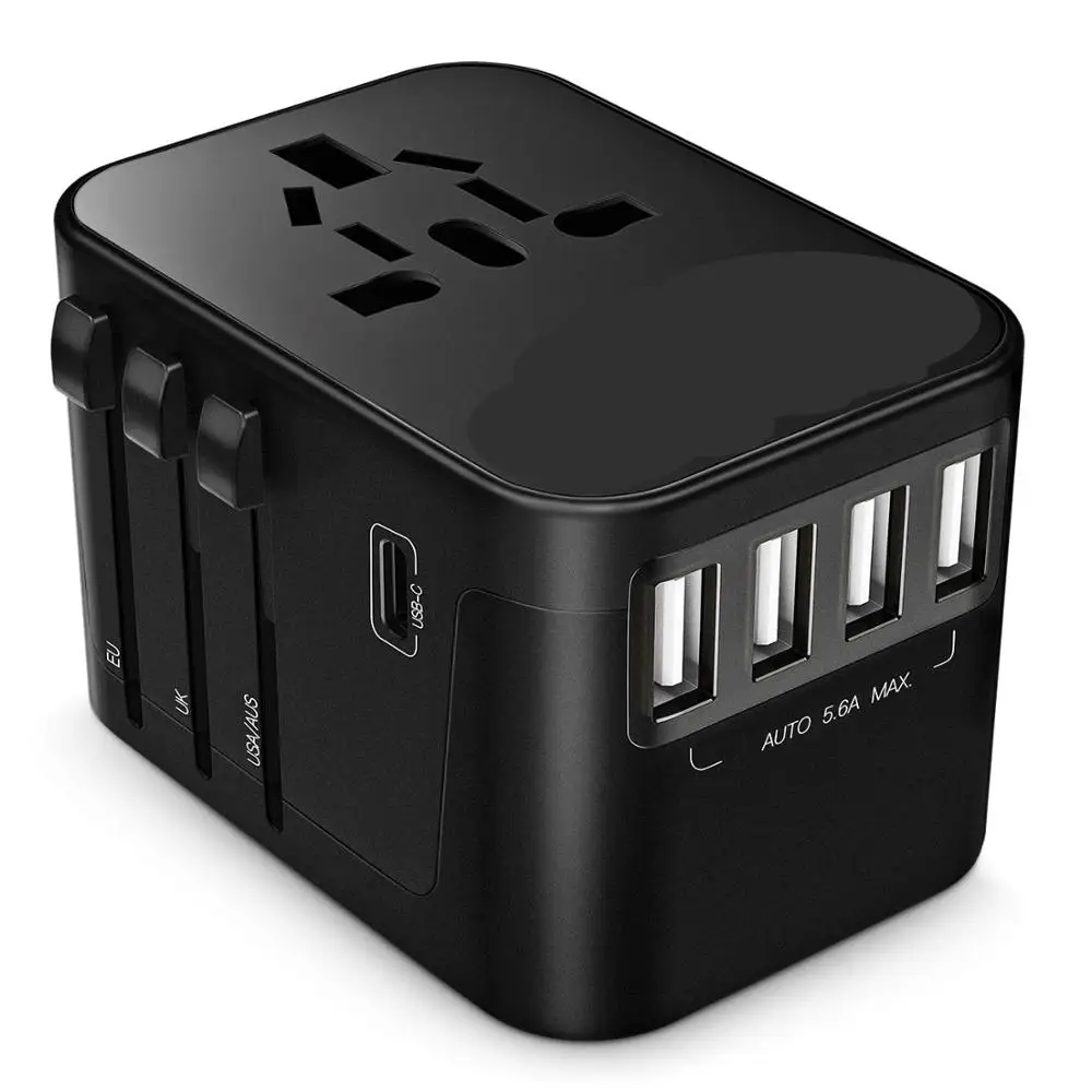 Travel Adapter, International Universal Travel Power Adapter with 5.6A Smart Power 4USB + 3.0A Type-C Worldwide All in One Wall Charger AC Power Plug Adapter for USA EU UK AUS Phone Laptop
Travel Adapter, International Universal Travel Power Adapter with 5.6A Smart Power 4USB + 3.0A Type-C Worldwide All in One Wall Charger AC Power Plug Adapter for USA EU UK AUS Phone Laptop