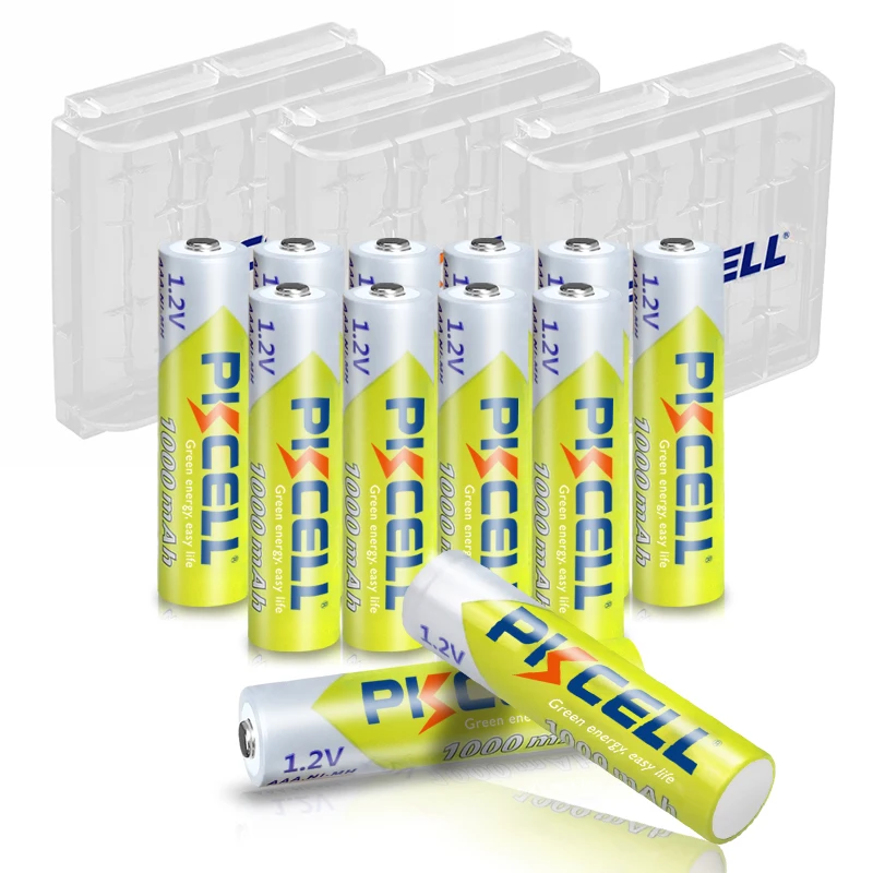 12 X PKCELL Ni-MH 1.2V 1000MAH AAA Rechargeable Battery 3A Bateria Baterias with 3 Portable Battery Hold Case Box
12 X PKCELL Ni-MH 1.2V 1000MAH AAA Rechargeable Battery 3A Bateria Baterias with 3 Portable Battery Hold Case Box