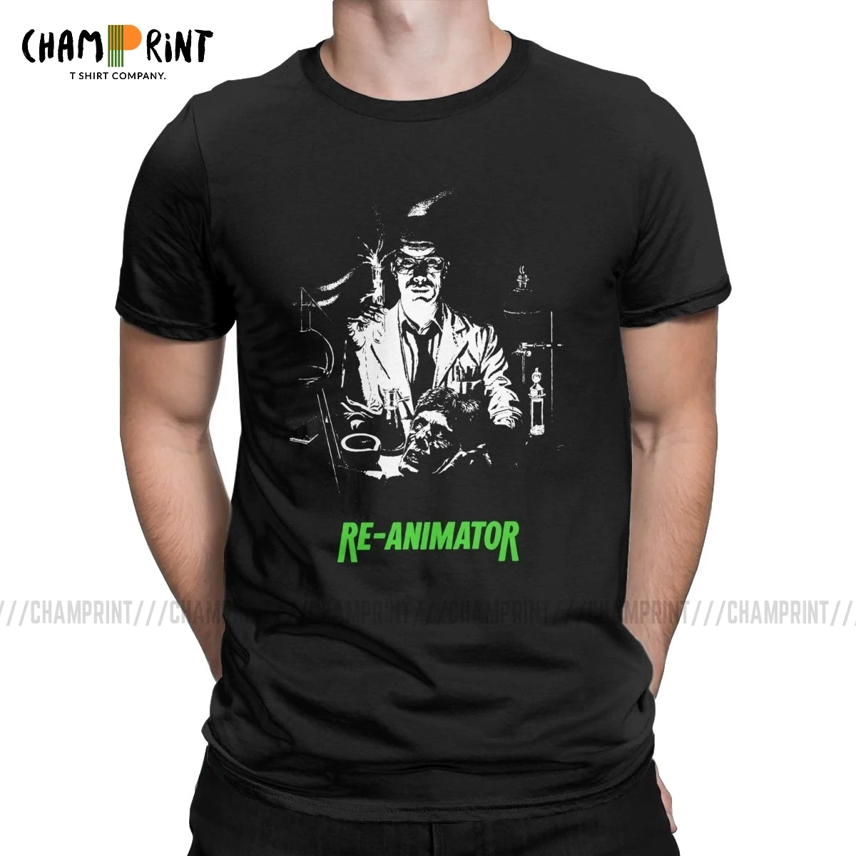 Футболка мужская с коротким рукавом круглым вырезом и надписью Re-Animator | Мужская