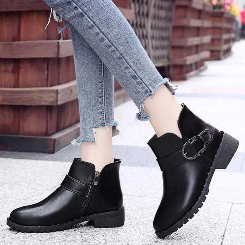 Autumn Women Suede Ankle Boots Side Zip Buckle Strap Patent Leather Ladies Mid Heels Fashion Metal Black Shoes Female 2019
Autumn Women Suede Ankle Boots Side Zip Buckle Strap Patent Leather Ladies Mid Heels Fashion Metal Black Shoes Female 2019