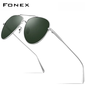 

FONEX Pure Titanium Polarized Sunglasses Men Aviation Sun Glasses for Women New High Quality Aviador UV400 Shades 8507