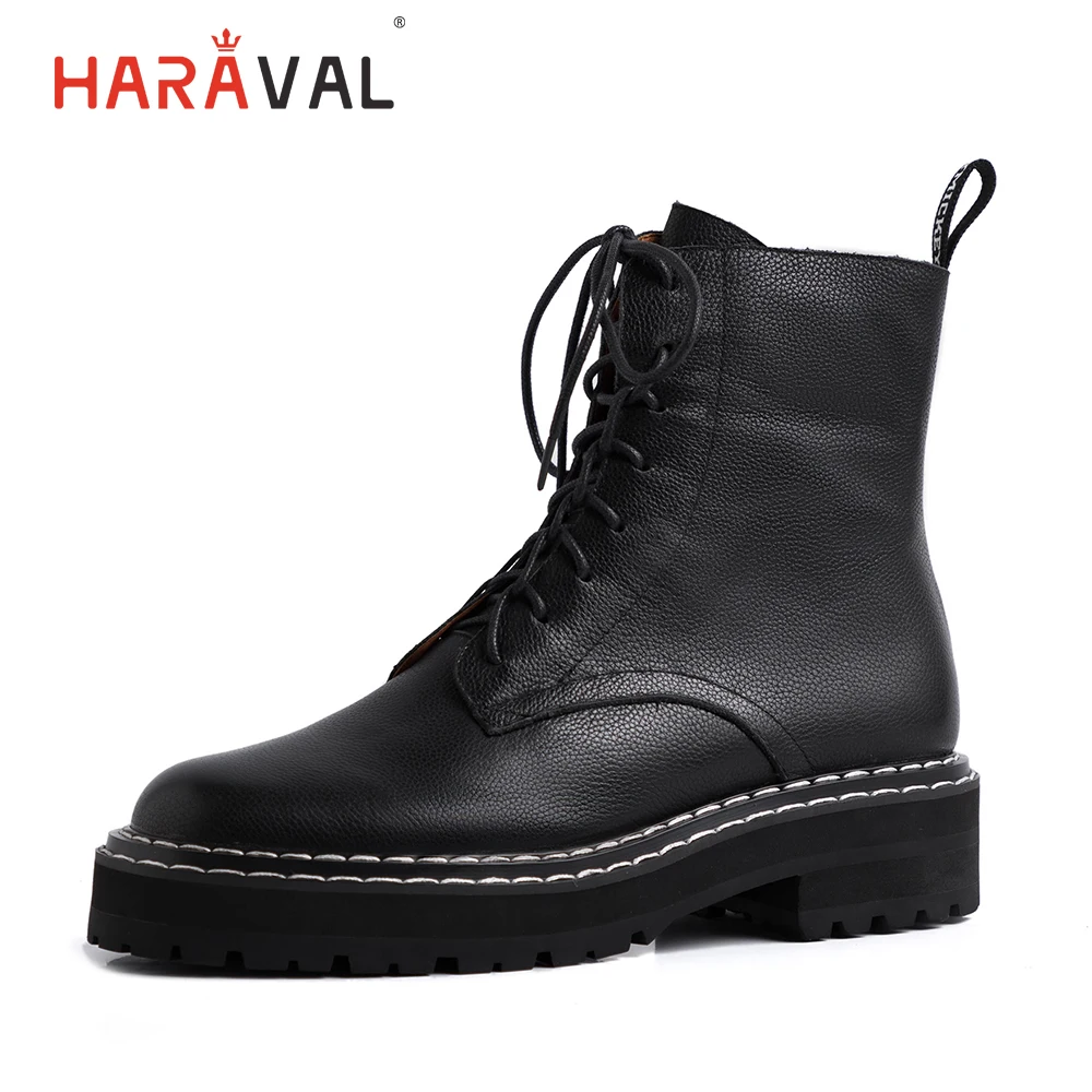 HARAVAL Winter Women Ankle Boots Luxury Leather British Retro Round Toe Low Heel Shoes Solid Classic Lace-up Martin Boots B238
HARAVAL Winter Women Ankle Boots Luxury Leather British Retro Round Toe Low Heel Shoes Solid Classic Lace-up Martin Boots B238