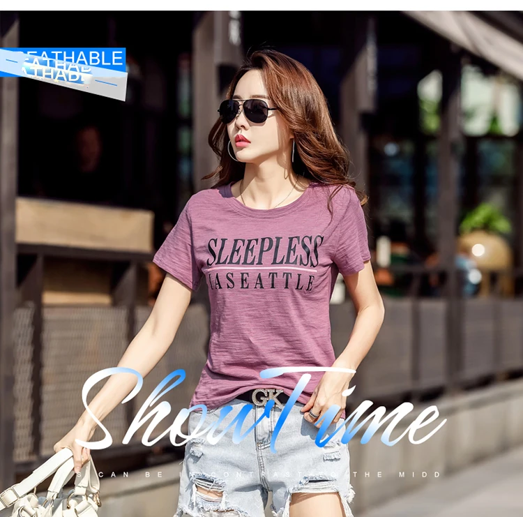 New 95% Cotton letter Women T-shirt Summer Short Sleeve Round Neck Harajuku Printing Tee Women Casual Fashion Female Tops