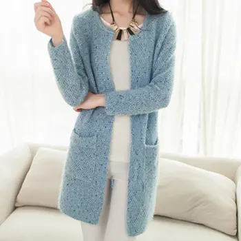 Cardigan Sweater Mid-long Cardigan Loose Sweater Coat Round Neck Long-sleeved Knit Cardigan Sweater Coat 
Cardigan Sweater Mid-long Cardigan Loose Sweater Coat Round Neck Long-sleeved Knit Cardigan Sweater Coat