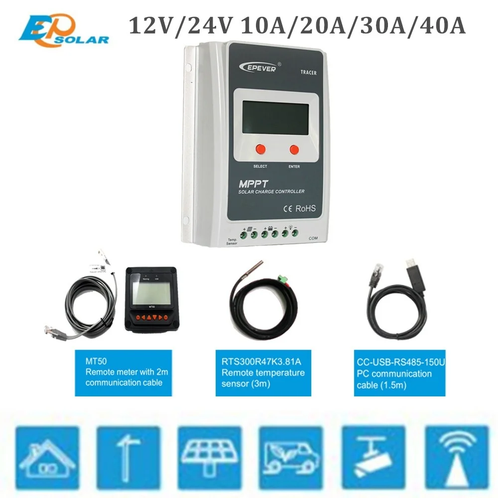 MPPT 12v/24v 10A/20A/30A/40A Solar Charge Controller Tracer2210A Tracer3210A Tracer4210A Display EPEVER Regulators remote meter
MPPT 12v/24v 10A/20A/30A/40A Solar Charge Controller Tracer2210A Tracer3210A Tracer4210A Display EPEVER Regulators remote meter