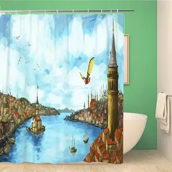 Bathroom Shower Curtain Blue Ottoman Istanbul Panoramic Hezarfen Ahmed Celebi Constantinople Uskudar Aviator Polyester Fabric
Bathroom Shower Curtain Blue Ottoman Istanbul Panoramic Hezarfen Ahmed Celebi Constantinople Uskudar Aviator Polyester Fabric