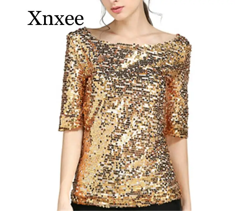 Women Blouses Summer Fashion Sexy Sequined Embroidered Half Sleeve Lady Tops Loose Casual Shirt Gold Blusas Plus Size 5XL New
Women Blouses Summer Fashion Sexy Sequined Embroidered Half Sleeve Lady Tops Loose Casual Shirt Gold Blusas Plus Size 5XL New