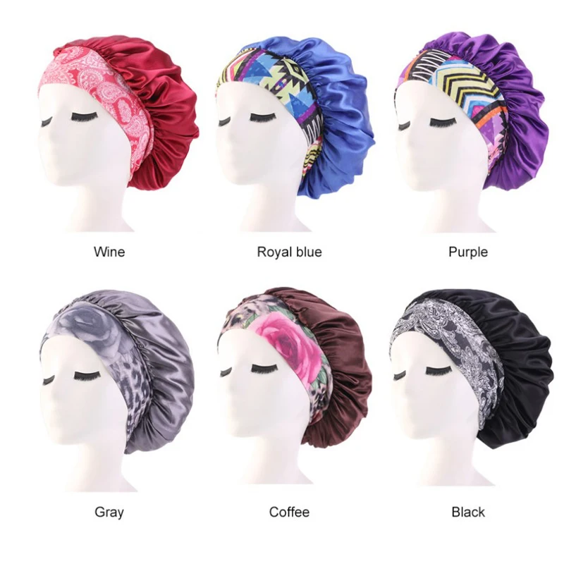 Фото Ladies Wide Band Elastic Hair Styling Caps Night Sleeping Hat Women Silk Bonnet Soft Long Care Cosmetic | Красота и здоровье