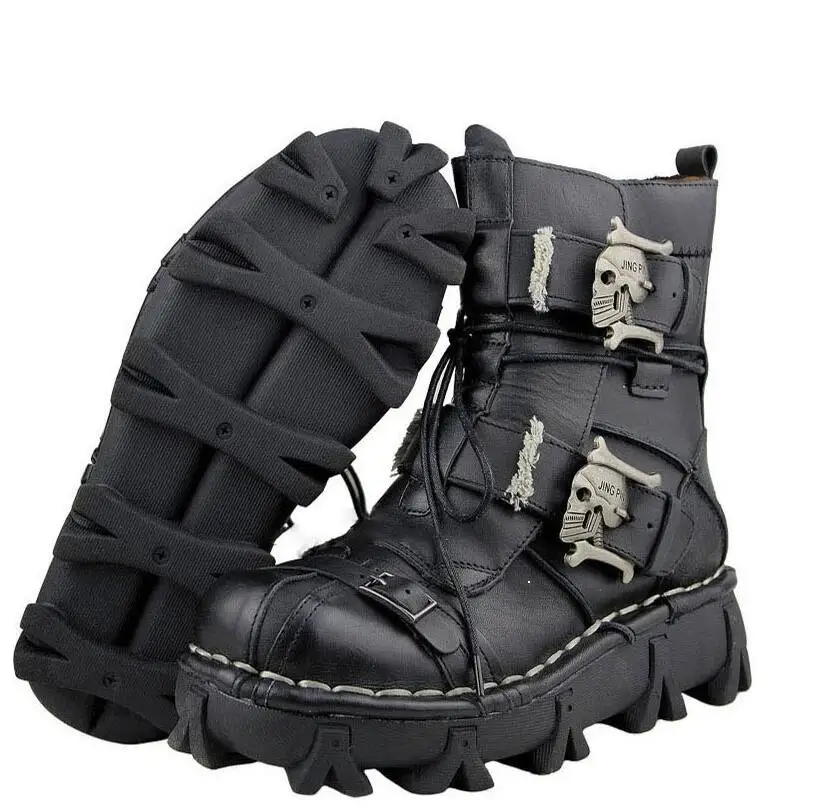بوت پانک اسکلتی چرم طبیعی Skull punk Boots 35 Hb1cd122f59f7421fb0fabe0644e6d135t