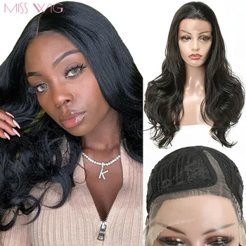 MISS WIG lace frontal wig Long Wavy Wigs For Women Black Synthetic Hair Heat Resistant 24inch 2Colors Cosplay Wigs 
MISS WIG lace frontal wig Long Wavy Wigs For Women Black Synthetic Hair Heat Resistant 24inch 2Colors Cosplay Wigs