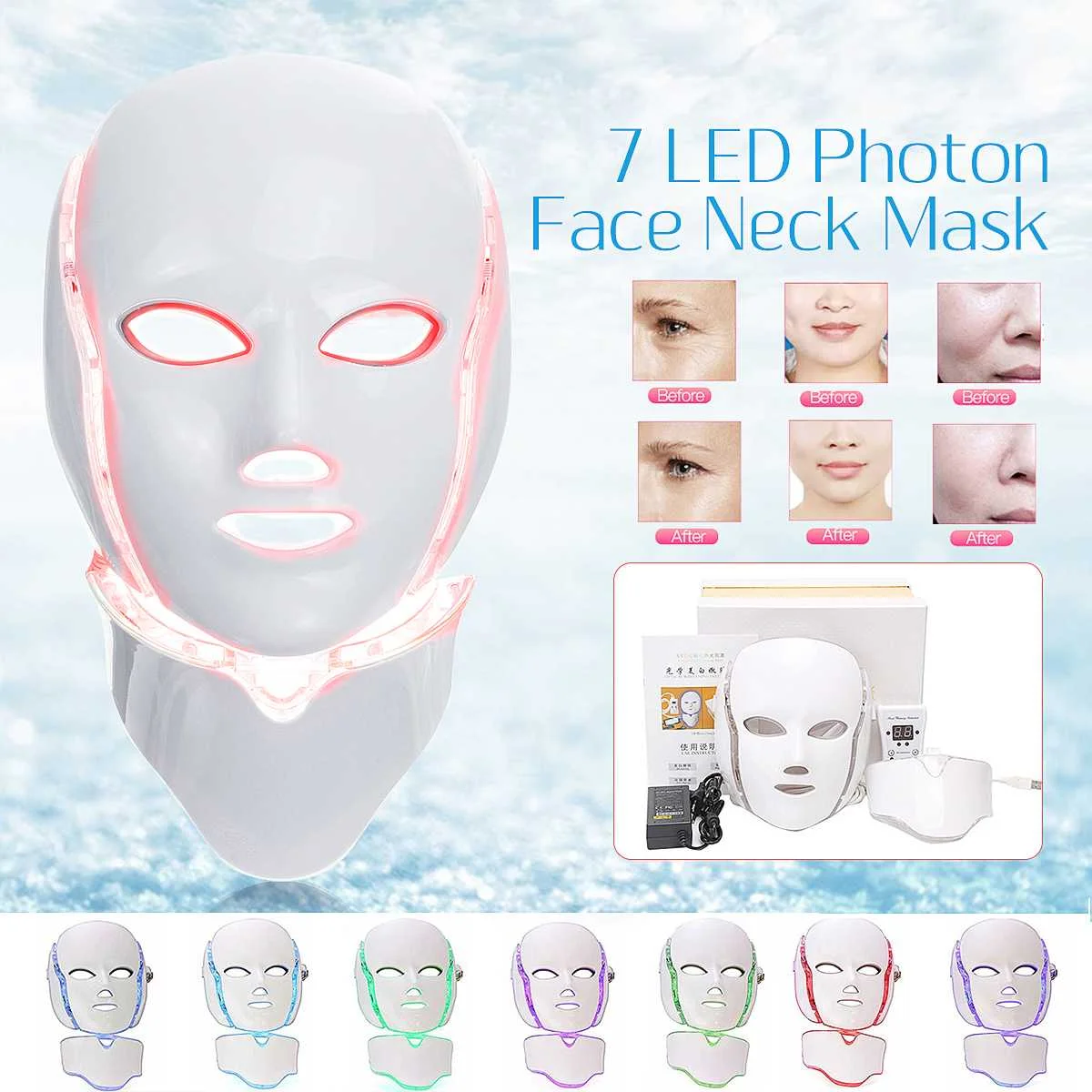 7 Color LED Light Photon Therapy Mask Treatment Skin Rejuvenation Whitening Facial Beauty Daily Skin Care Mask For Home Use Hot 
7 Color LED Light Photon Therapy Mask Treatment Skin Rejuvenation Whitening Facial Beauty Daily Skin Care Mask For Home Use Hot