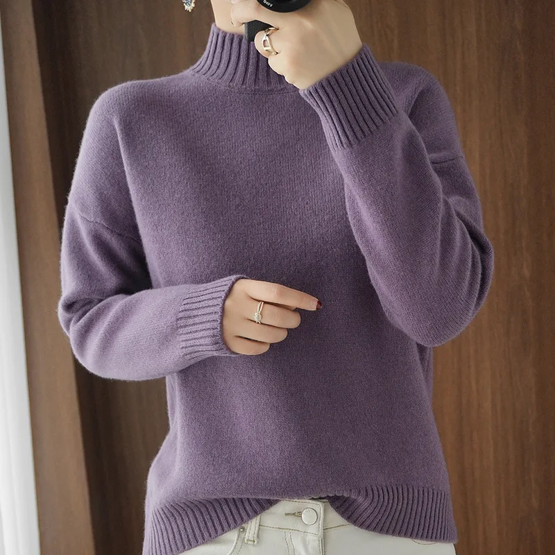 Sparsil Women Winter Turtleneck 100% Wool Sweater Cashmere Knitted Pulloves Solid Color Loose Style Base Shirt Fashion Knitwear
Sparsil Women Winter Turtleneck 100% Wool Sweater Cashmere Knitted Pulloves Solid Color Loose Style Base Shirt Fashion Knitwear