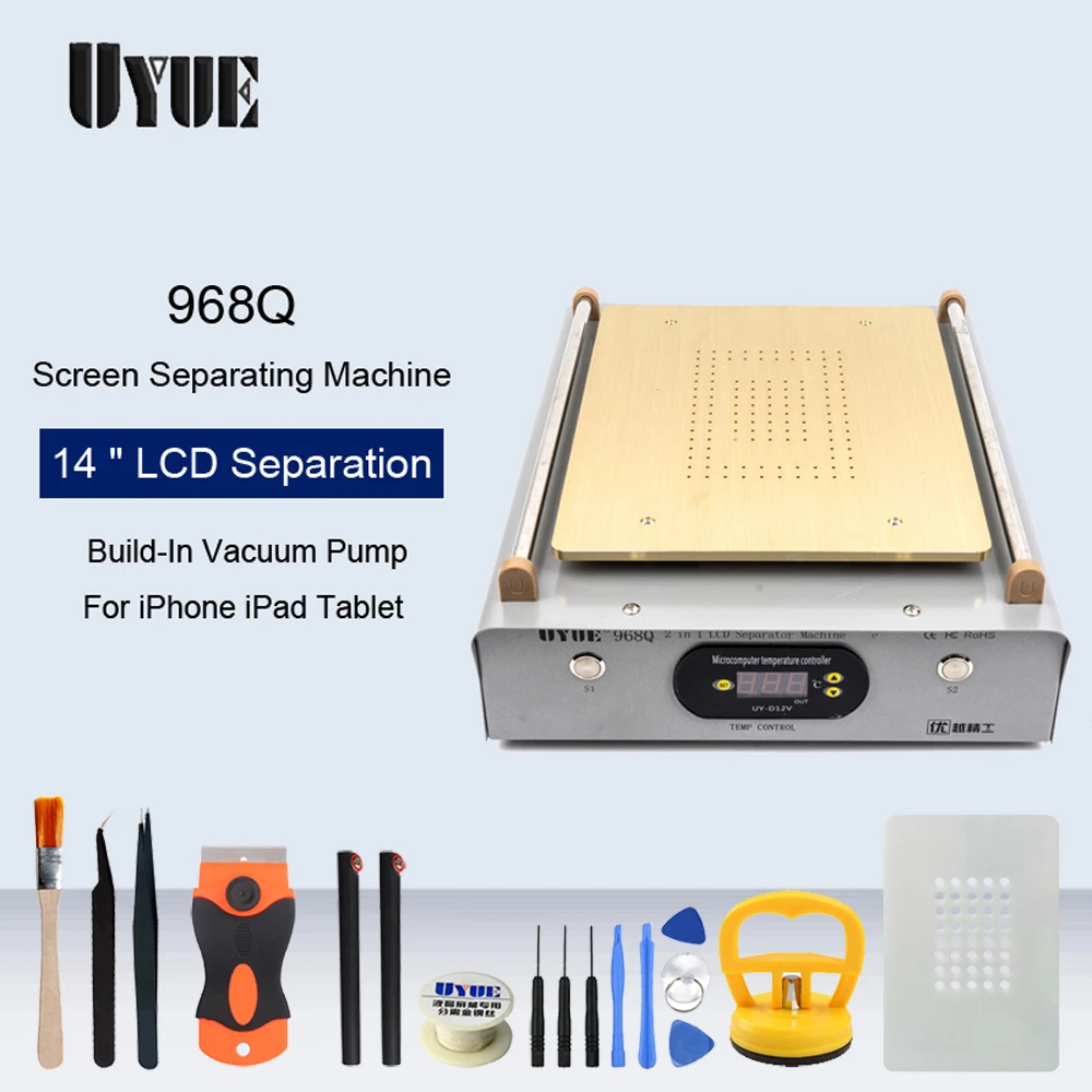 UYUE 14-Inch LCD Screen Repair Separator Machine For Phone iPhone iPad Tablet Glass Repair Separation Build-In Vacuum Pump
UYUE 14-Inch LCD Screen Repair Separator Machine For Phone iPhone iPad Tablet Glass Repair Separation Build-In Vacuum Pump